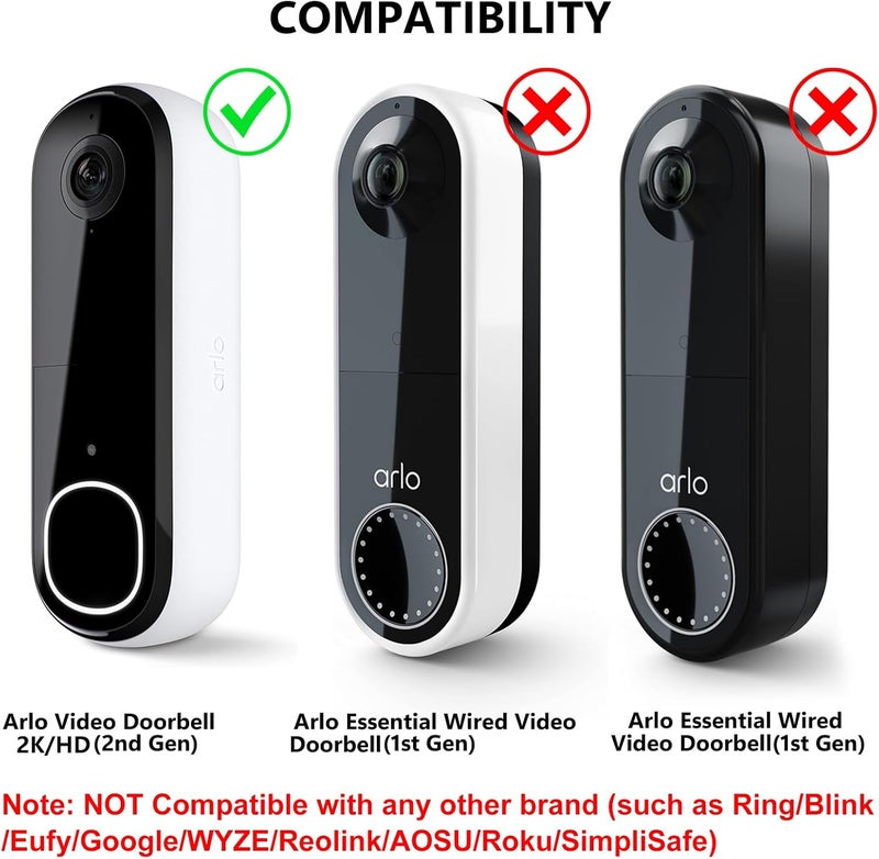 ALERTCAM Anti-Theft Doorbell Bracket for Arlo Video Doorbell 2K (2nd Gen), Easy No-Drill Mounting Bracket, Weatherproof Protection for Arlo Doorbell Camera, Ideal for Homes, Apartments, Rentals - Image 2
